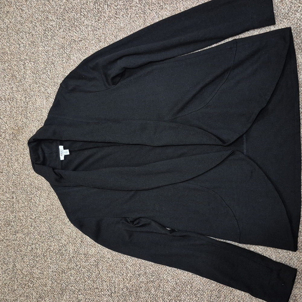 Jersey By Jacob Size Large Black Open Cardigan Sweater EUC